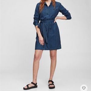 GAP Tie Waist Denim Shirt Dress